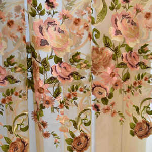 Voilage de rideau en chenille brodé de qualité supérieure avec motif floral pivoine pour la décoration des baies de salon et des fenêtres octogonales - Product Image 4