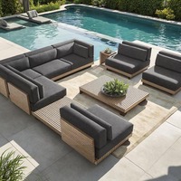 Meubles en teck pour villa, canapés de loisirs, mobilier d'extérieur, vente en gros, ensembles de canapés de jardin haut de gamme