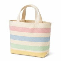 Ensemble de 4 mini sacs fourre-tout rayés en toile couleur pastel pour cadeau de mariage ou d'anniversaire, vente en gros