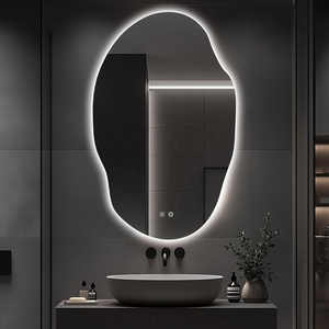 Miroir <span class=keywords><strong>de</strong></span> <span class=keywords><strong>salle</strong></span> <span class=keywords><strong>de</strong></span> <span class=keywords><strong>bain</strong></span> LED irrégulier moderne personnalisé, étanche, mural, anti-buée, tactile, trois couleurs, pour hôtel, villa, <span class=keywords><strong>projet</strong></span> - Product Image 1