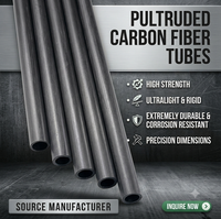 Tiges pultrudées en carbone à paroi constante 8 mm DE 6 mm DI, tube en fibre de carbone pultrudé pour manchon de couplage
