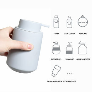 Distributeur de savon liquide écologique en céramique de qualité hôtelière, mécanisme à poussoir, double fonction pour les toilettes et la salle de bain, rechargeable, 300 ml - Product Image 3