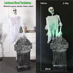 Accesorios decorativos de Halloween para casa de terror: Fantasma de lápida con inducción, secreto de la cámara de la casa embrujada y <span class=keywords><strong>esqueleto</strong></span> vocal - Product Image 6