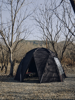 Tente de camping autoportante en tissu T/C 210GSM, personnalisée OEM, pour 4 à 6 personnes, 4 saisons, imperméable, coupe-vent, entièrement noire