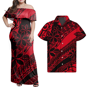 Abiti con Design Polinesiano, Vestito da Donna con Spalle Scoperte, Stampa Tribale Tropicale di Lusso, Elegante Abbigliamento da Festa, Vestito delle Isole del Pacifico - Product Image 3