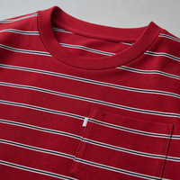 Chemise à manches longues rayée avec logo personnalisé, col rond, poche plaquée, tricotée, décontractée, style rétro preppy, pull unisexe, streetwear