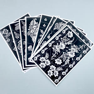 Venta al por mayor transfronteriza DIY arte corporal cara temporal encaje pegatina diseño a prueba <span class=keywords><strong>de</strong></span> agua papel blanco espalda mano tatuaje plantilla - Product Image 1