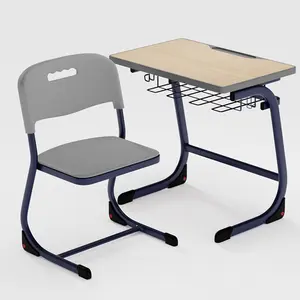 다윈 실용적인 학생 가구 학교 단일 필기 책상과 의자를 사용 교육 공부를위한 책상과 의자를 사용