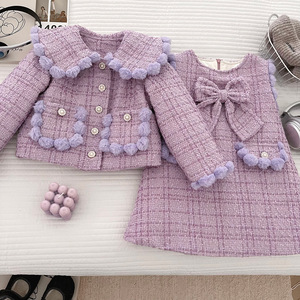 Vêtements mignons en gros pour filles : Manteau rembourré et épaissi à col nœud, robes d'hiver pour filles de 90 à 150 cm - Product Image 1