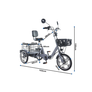 จักรยานสามล้อไฟฟ้า EU Warehouse 48V 350W 22Ah แบตเตอรี่ลิเธียม พร้อมดิสก์เบรก มอเตอร์แบบพับได้ไร้แปรงถ่าน รุ่น T1 PRO - Product Image 2