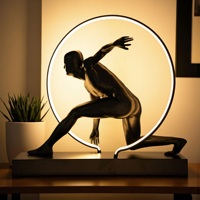 Lampe sur pied LED moderne en forme de sculpture humanoïde, anneau lumineux en fibre de verre noire, haute luminosité 3000K/4000K/6500K, pour hall d'hôtel et salle d'exposition