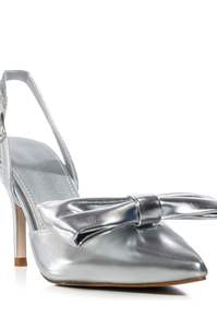 Sandales à talons hauts pointus pour femmes, escarpins fins de mariée, escarpins argentés bon marché, escarpins argentés à nœud - Product Image 5