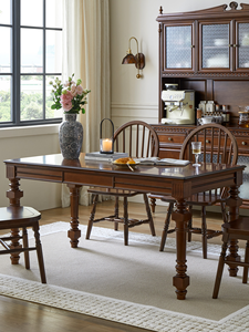 <span class=keywords><strong>Table</strong></span> à manger en bois massif de couleur noyer moderne de style français chaises petits appartements bureau de luxe léger de style américain à double usage - Product Image 6