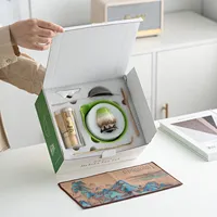 Ensemble de bols à matcha en céramique Dehua japonaise traditionnelle, fouet à thé, support pour livre de recettes, brosse à matcha, emballage en boîte colorée, thé de fêtes