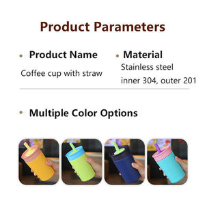 แก้วน้ำเก็บความเย็นสุญญากาศสองชั้น สแตนเลส 12 ออนซ์ ดีไซน์ทันสมัย ป้องกันการรั่วซึม พร้อมหลอดซิลิโคน สำหรับผู้หญิง - Product Image 2