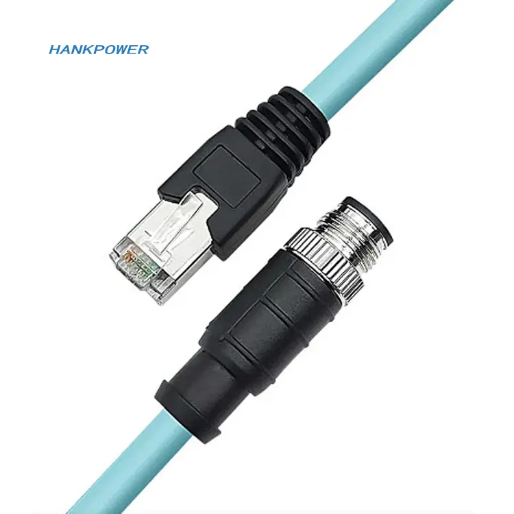 M12 4pin 8pin A D X Cabo de Extensão Ethernet Cat7 M12 para RJ45 Cabo Gigabit com Transmissão 10Gbps Código blindado