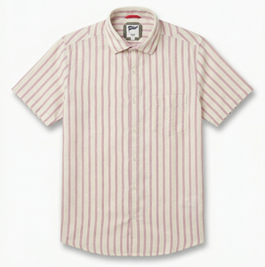 Premium Woven Linen Stripe Anti-Wrinkle Shirt for Men Casual Slim Fit Summer Wear Breathable - Product Image 1