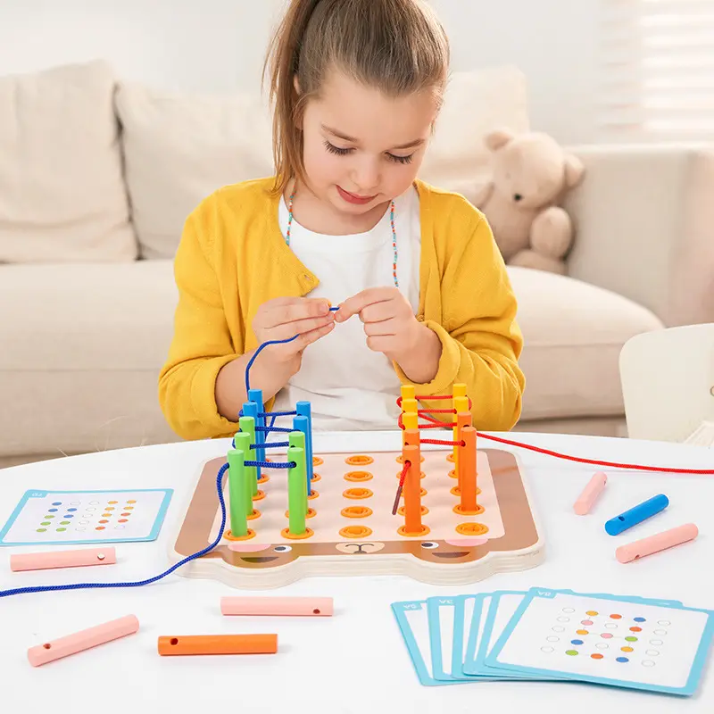 Babybett-Spielzeug pädagogisches Lernen Tierinterstützung Montessori-Stick Motorik-Fähigkeits-Spielzeug hölzerne Spielzeuge für Kinder