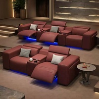 Fauteuil électrique moderne pour la maison ou l'hôtel, canapé de cinéma en cuir rouge vin réglable et luxueux pour home cinéma, fabriqué en bois