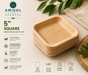 Platos Cuadrados Desechables de Hoja de Palma, Ecológicos, de Grado Alimenticio, con Patrón de Planta Grabado, Platos para Servir en Fiestas - Product Image 3