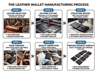 Portefeuille homme en cuir véritable, bifold, avec porte-cartes, fenêtre d'identification, emplacements pour cartes, portefeuille court pour affaires avec bouton pour un usage quotidien