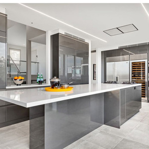 Sang Trọng Châu Âu Tủ Bếp Matt Kết Thúc Thiết Kế Đơn Giản Hiện Đại Cà Phê Tùy Chỉnh Nhà Bếp Đảo Bao Gồm Vòi Nước Bản Lề Giá Tốt - Product Image 2