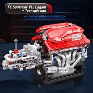 Recién llegado, molde King 10226 <span class=keywords><strong>FE</strong></span> V12, ladrillos de motor, modelo de entretenimiento técnico, juegos de bloques de construcción de Motor accionado eléctricamente - Product Image 5