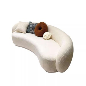 New Design Cheap Price Large Comfortable Velvet Creamy White Modern Three Seat Sectional Sofa Wood Legs Foam Filled Living - Product Image 2