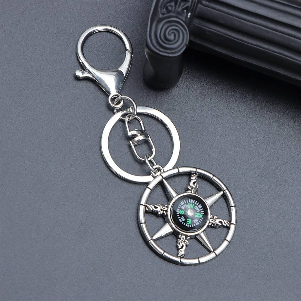 Steering wheel compass keychain