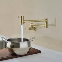 Robinet de cuisine multifonction pliable en laiton brossé doré non revêtu