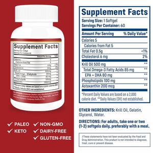 Huile de Krill Personnalisée 500mg Oméga 3 Gélules Molles pour Femmes et Hommes – Soutient la Mobilité des Articulations et la Fonction Mentale – 60 Gélules - Product Image 3