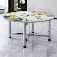 Table de salle à manger ronde moderne en acier inoxydable, détachable, 8, 10 ou 15 places, avec motifs colorés, pour jardin, restaurant, terrasse