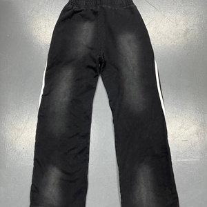 Pantalon de travail ample et décontracté pour homme, taille haute, avec logo personnalisé, rayures superposées, rubans et rayures, en polyester, coupe évasée - Product Image 5