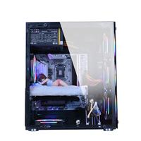 Casing PC Komputer Kustom OEM Pabrik 2025, Casing Gaming ATX, Kabinet Kaca Akrilik dengan Kipas RGB untuk Desktop, USB3.0