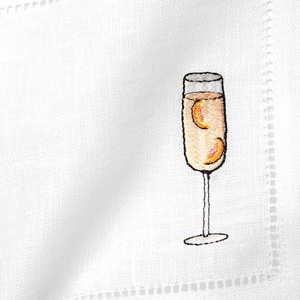 Eco Hemstitch Embroidered Monogram Pattern <b>Table</b> <b>Cloth</b> <b>Linen</b> Cocktail Napkins for Hotel Friendly French 100% Pure Handmade 1 Pc - Product Image 4