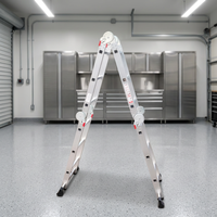 Échelle télescopique pliable Maidean à grande charnière, en alliage d'aluminium durable, capacité de charge 150 kg, 4 marches, verrouillage manuel, pour entrepôt