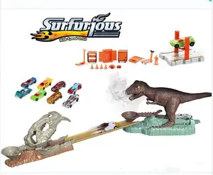 Heet Verkoop Kids Kinderen Robot Dinosaurus Speelgoed Licht En Geluid Diy Slot Cars Racing Speelgoed 1:32 Elektrische Auto Ras