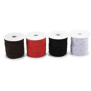 Cordon élastique en nylon pour la fabrication de bijoux, perles de prière bouddhistes, fil tressé durable 1mm rouge noir marron sur bobine - Product Image 5