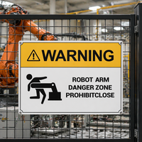 Panneaux d'avertissement de sécurité industrielle, plaque de signalisation en aluminium pour zone de danger des bras de robot, signalétique d'atelier d'usine, panneaux métalliques