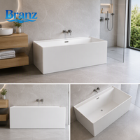 Baignoire autoportante carrée élégante en acrylique à double extrémité pour projets de rénovation de salles de bain d'hôtels, villas et spas