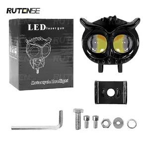 RUTENSE Wholesale High Low Beam Owl Fog Light For Motorcycle White Yellow 60w Dual Color Led Mini Driving Light Motorcycle