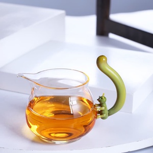 Ketel kaca borosilikat tahan panas, Set teko teh siang hari dengan warna kreativitas pegangan hewan 250ml - Product Image 4