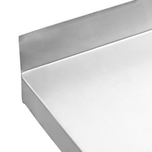 Mesa de Trabajo Redonda de Acero Inoxidable de 2 Niveles con Protector Trasero y Estante Inferior |   Mesa de Preparación para Cocina Comercial - Product Image 4