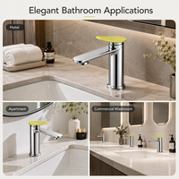 Robinet de lavabo de salle de bain moderne H59 en laiton massif, monotrou, mitigeur eau chaude et froide, finition chromée