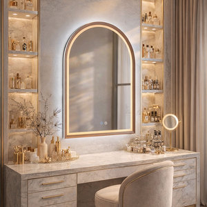 Grand <span class=keywords><strong>miroir</strong></span> LED rétro en forme d'arche, <span class=keywords><strong>miroir</strong></span> <span class=keywords><strong>de</strong></span> <span class=keywords><strong>salle</strong></span> <span class=keywords><strong>de</strong></span> <span class=keywords><strong>bain</strong></span> mural à LED, <span class=keywords><strong>miroir</strong></span> <span class=keywords><strong>de</strong></span> maquillage à LED à lumière douce pour projets d'appartements - Product Image 4