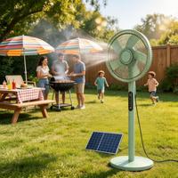 Ventilateur sur pied solaire rechargeable 16'', moteur BLDC 18W, batterie intégrée, 8 vitesses, autonomie 8-12h pour camping/hors réseau/maison