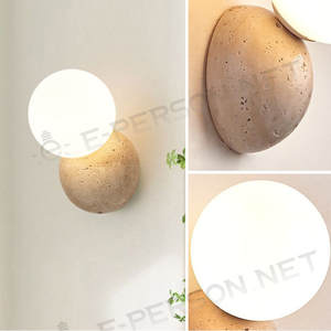 Lampu Dinding Batu Alam dengan Bola Kaca |   Lampu Dinding Dekoratif Modern Wabi-Sabi untuk Kamar Tidur Ruang Tamu Lorong - Product Image 3