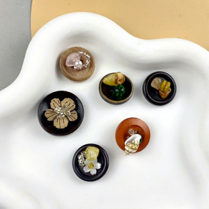 Boutons en bois naturel invisibles tissés et sculptés, style simple, pour cheongsam, hanfu, tricot, vente en gros - Product Image 2