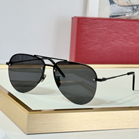 Lunettes de soleil de créateur à double pont, monture en métal noir, verres fumés foncés UV400, unisexe, rétro, pour la conduite en extérieur, mode, lunettes de luxe