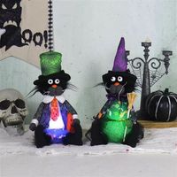 Ensemble de peluches de chat d'Halloween mignon et effrayant, décoration de table lumineuse pour cadeau de fête des enfants